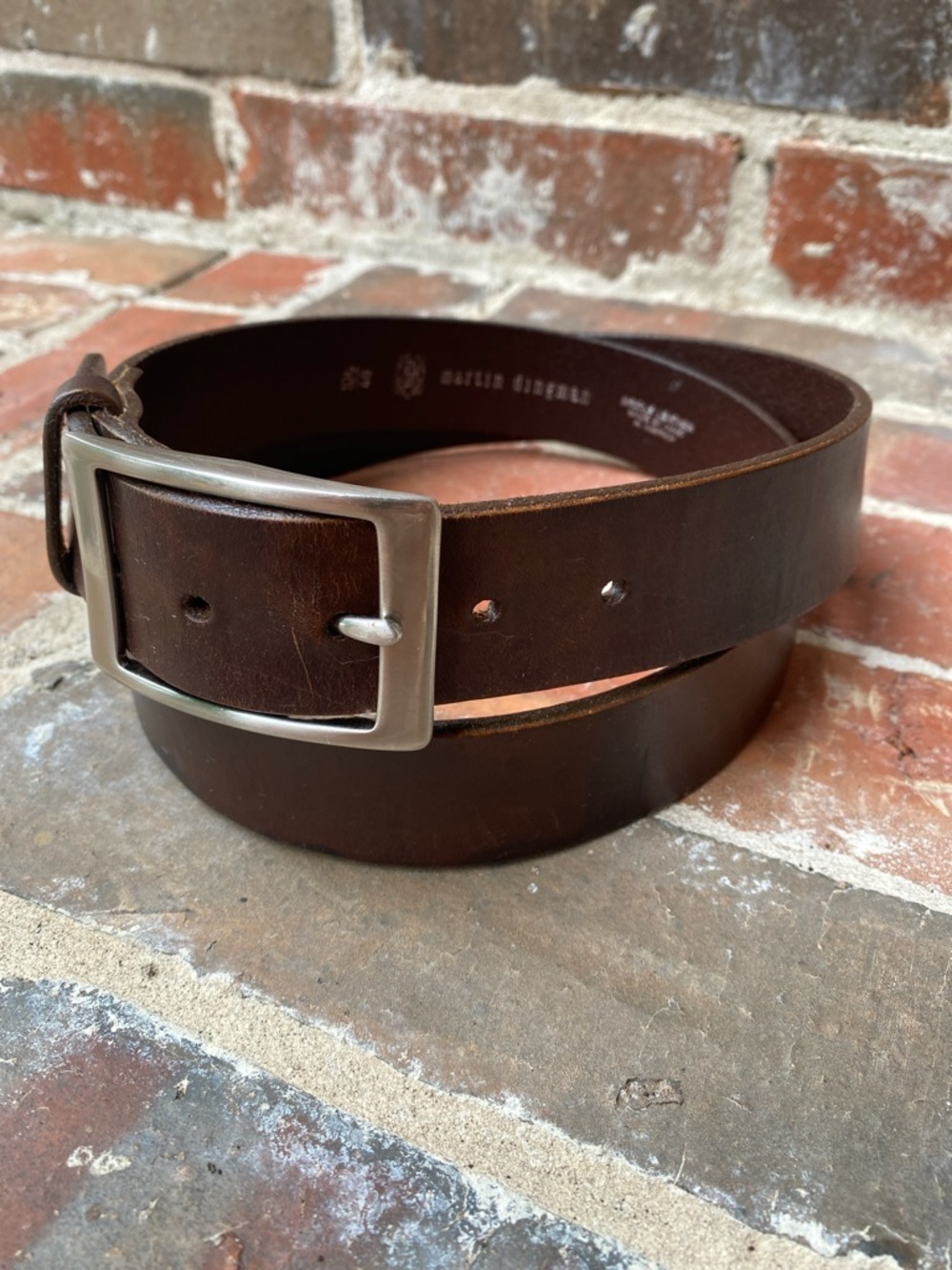Vintage Martin Dingman Bridle Leather belt with solid brass buckle